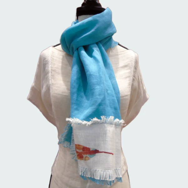 Sciarpa lino donna turchese - immagine 3
