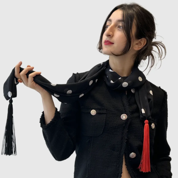 Sciarpa seta donna pois - immagine 4