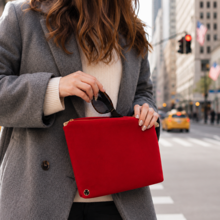 Grande Dora Rosso Trousse da donna in velluto