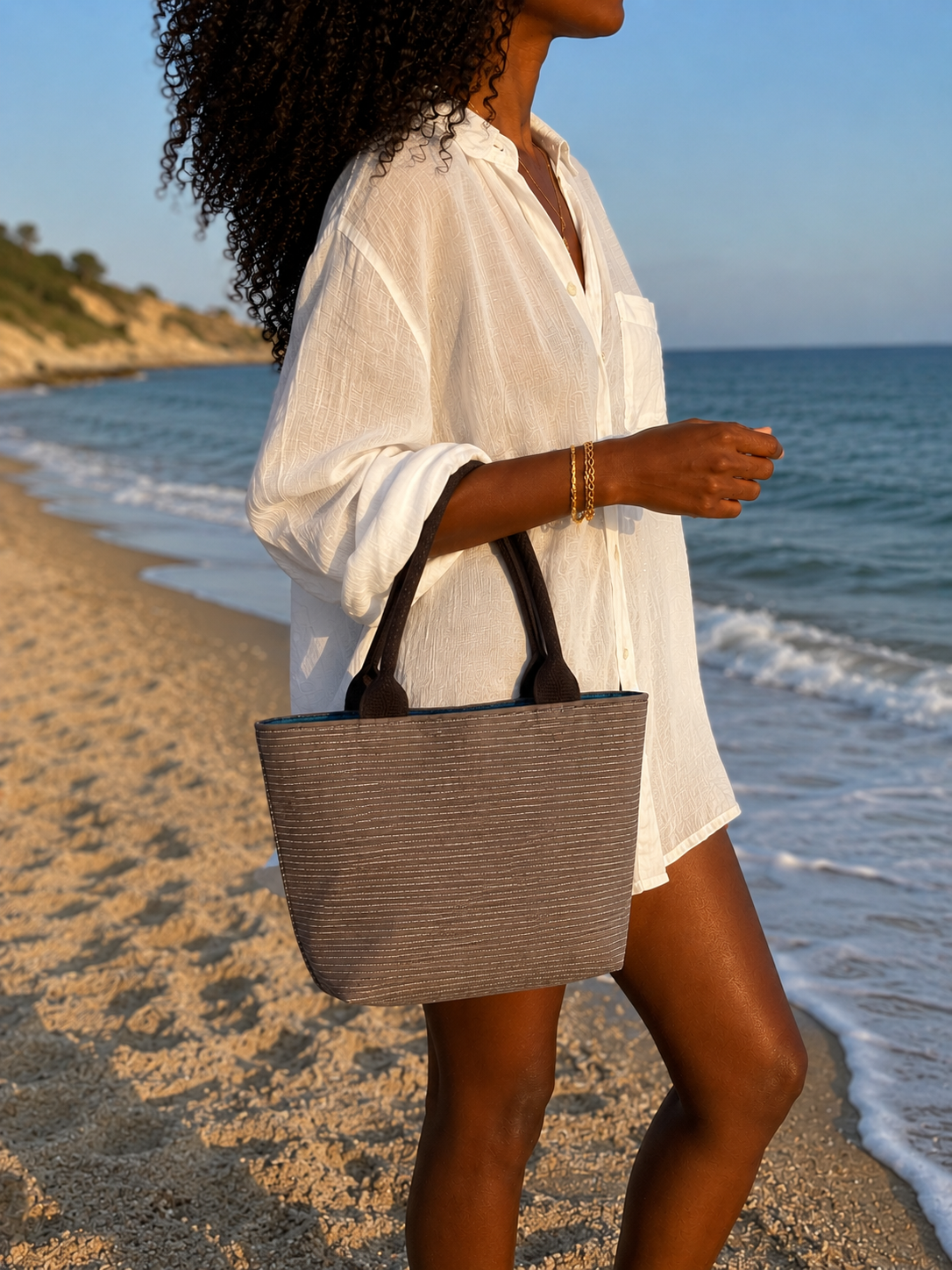 Dandy Taupe Shopper donna in velluto