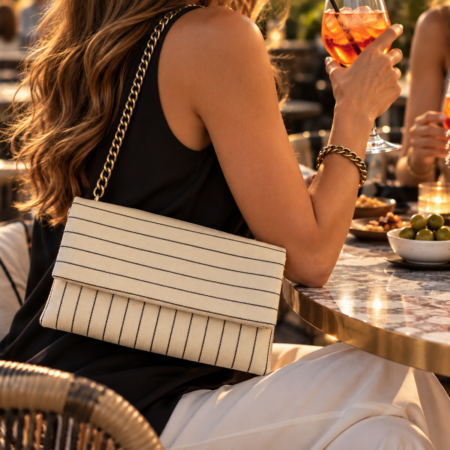 Righe Pochette donna in cotone